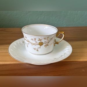 Vintage Limoges Porcelain Coffee Cup 1.5” with Saucer 4.5” Lightweight